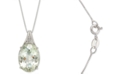 Macy's Mint Quartz (9 ct. t.w.) & White Topaz (1/8 ct. t.w.) 18" Pendant Necklace in Sterling Silver